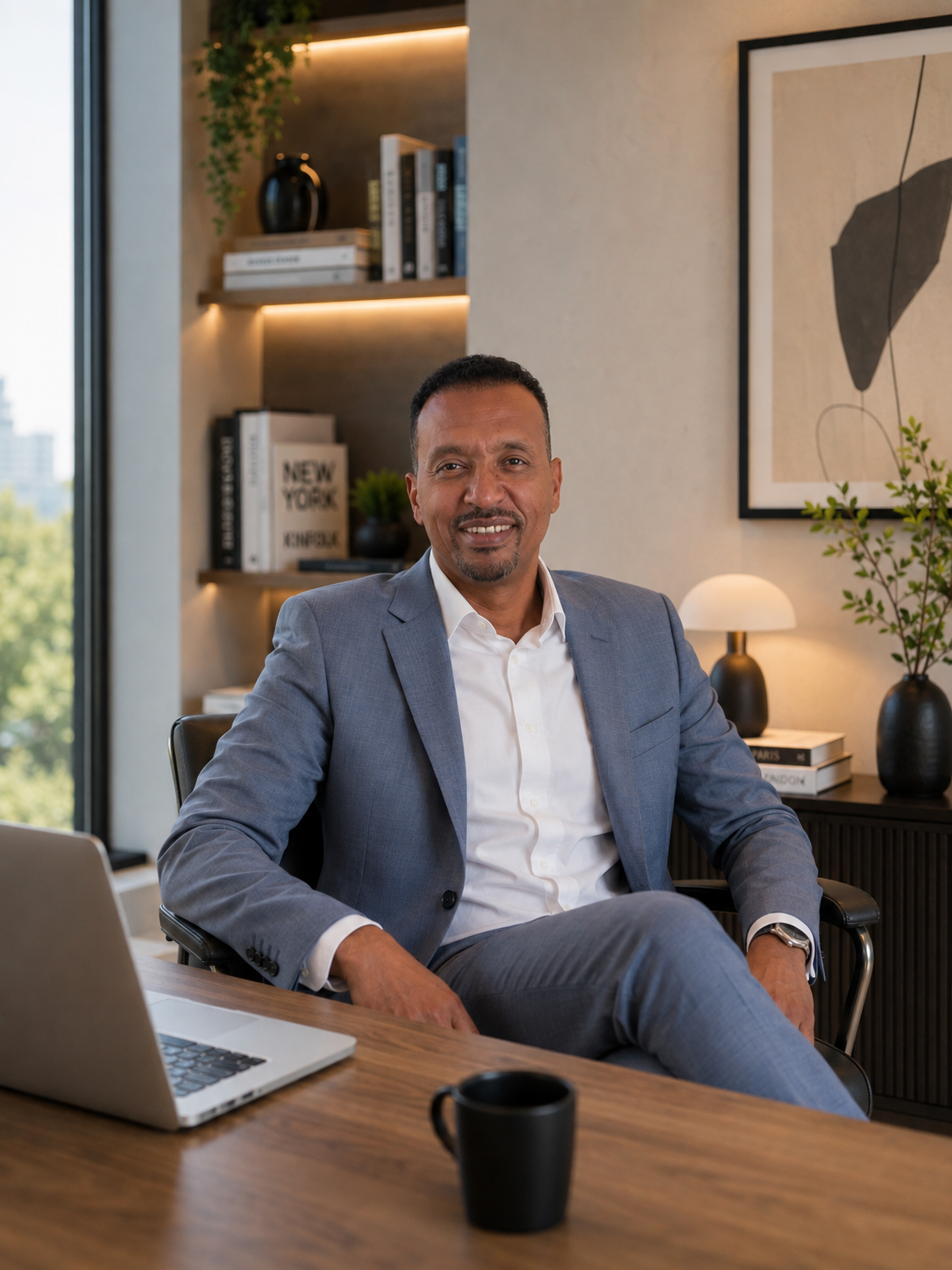 Khalid Al Nahdi, founder of Nahdi Properties, seated in a London office